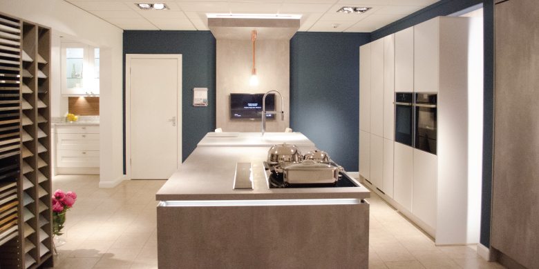 designer kitchen at the Manchester Kitchen Design Centre Showroom