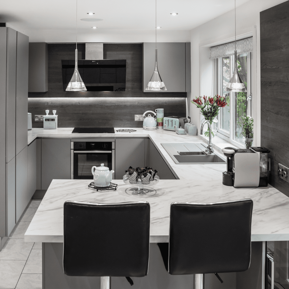 A contemporary cutting-edge kitchen for a DJ
