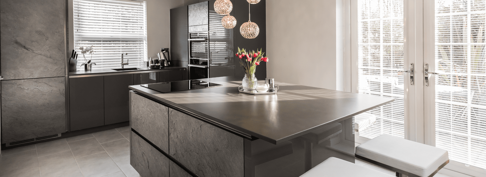 grey kitchen with grey surfaces